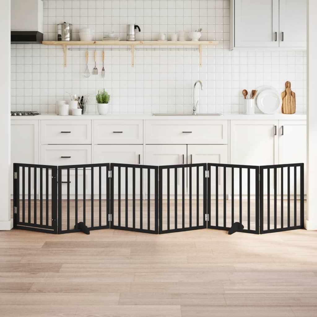 Barrière De Sécurité Pour Chien 6 Panneaux - 61 Cm Hauteur, 280 Cm Largeur, Sans Perçage, En Bambou