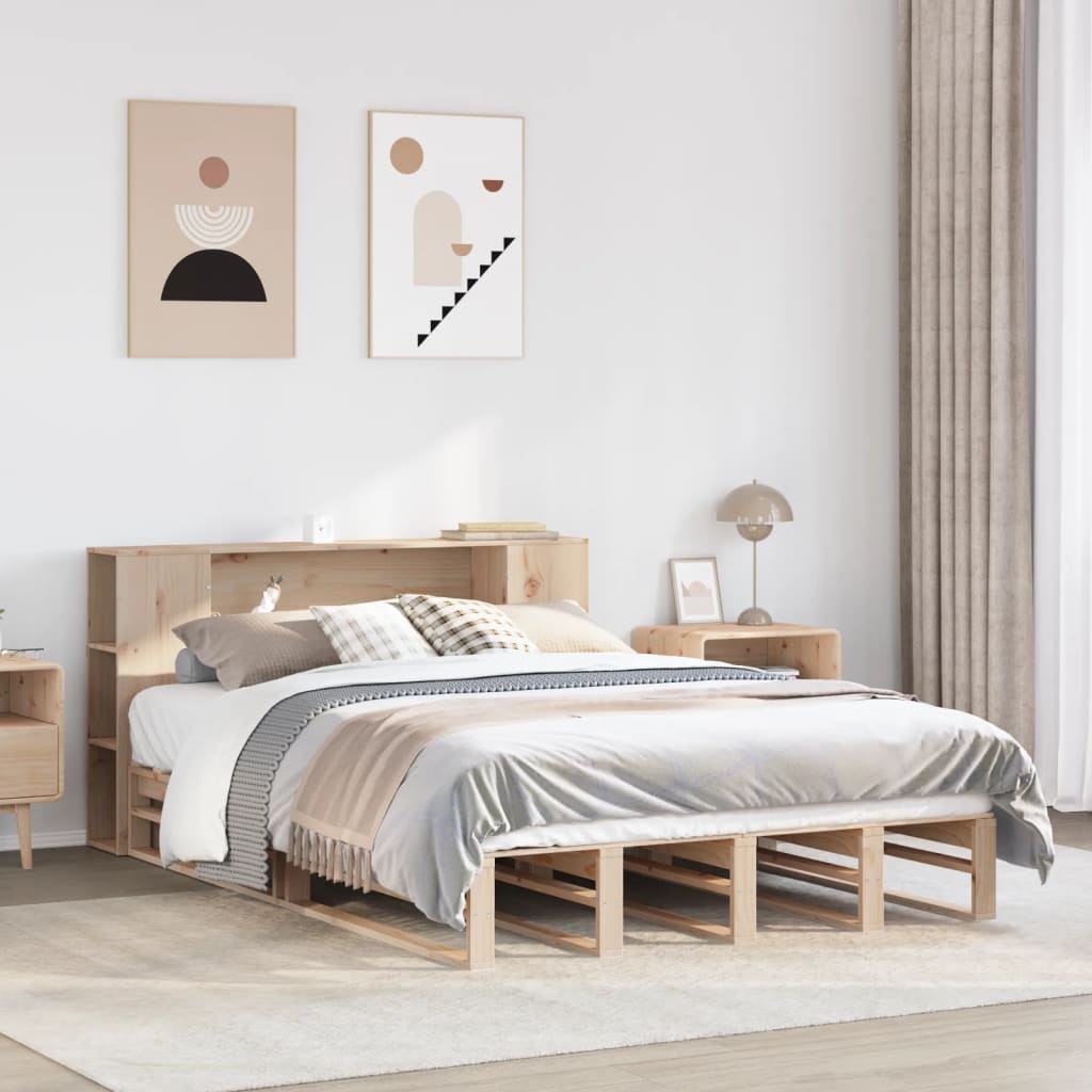 Cadre de lit sans matelas 140x190 cm bois de pin massif - Lit Bois - Cadre Lit - Lit