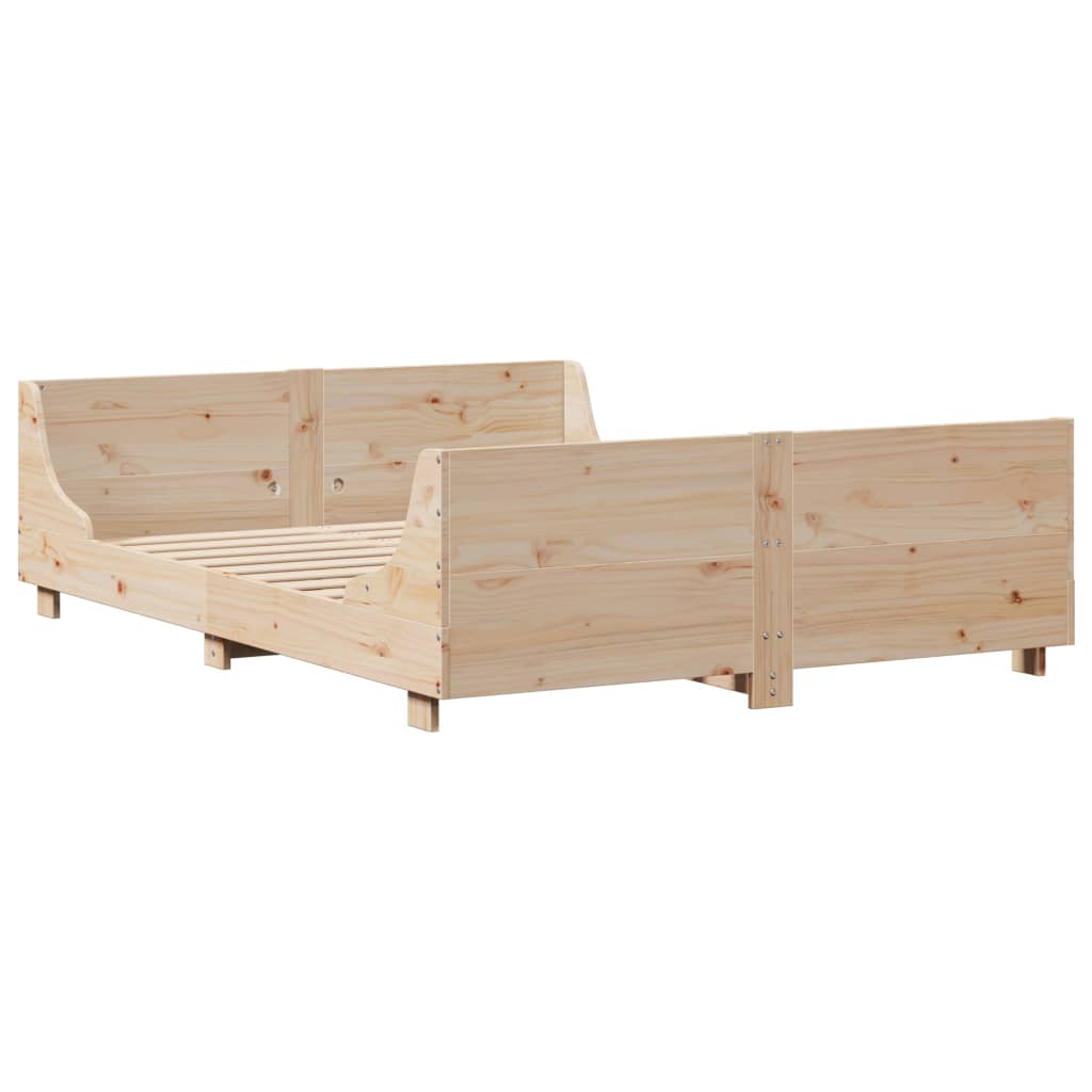 Cadre De Lit En Pin Massif – 160x200 Cm – Neuf – Brun